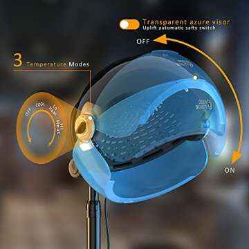 Professional Standing Hair Dryer - 1875W Floor Standing Hooded Dryer Hair Bonnet with Ionic Generator for Professional Salon Station Spa Home Use Hair Drying Treatment Adds Shine Volume (Blue2)