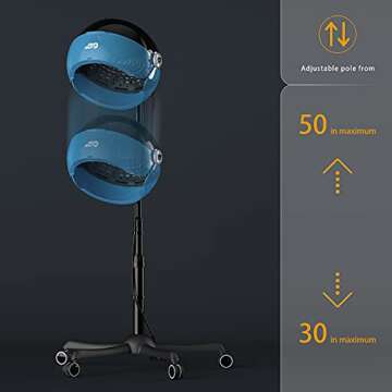 Professional Standing Hair Dryer - 1875W Floor Standing Hooded Dryer Hair Bonnet with Ionic Generator for Professional Salon Station Spa Home Use Hair Drying Treatment Adds Shine Volume (Blue2)