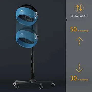 Professional Standing Hair Dryer - 1875W Floor Standing Hooded Dryer Hair Bonnet with Ionic Generator for Professional Salon Station Spa Home Use Hair Drying Treatment Adds Shine Volume (Blue2)