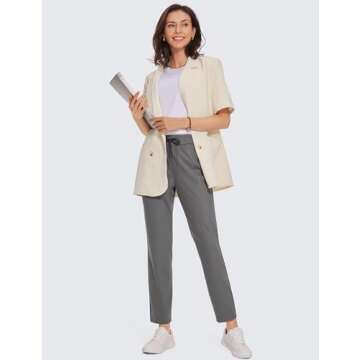 CRZ YOGA Womens 4-Way Stretch Ankle Golf Pants 7/8 Casual Dress Work Athletic Travel Workout Sweatpants with Pockets Dark Carbon X-Small