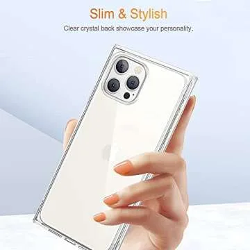 VePret for iPhone 13 Pro Max Case with Screen Protector for Girls Women, Clear Square Cute Soft TPU Heavy Duty Box Trunk Protective Phone Case Cover for iPhone 13 Pro Max 6.7",Clear