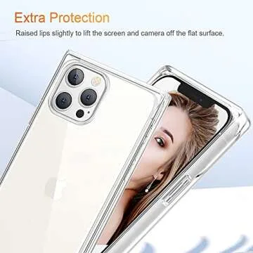 VePret for iPhone 13 Pro Max Case with Screen Protector for Girls Women, Clear Square Cute Soft TPU Heavy Duty Box Trunk Protective Phone Case Cover for iPhone 13 Pro Max 6.7",Clear