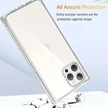 VePret for iPhone 13 Pro Max Case with Screen Protector for Girls Women, Clear Square Cute Soft TPU Heavy Duty Box Trunk Protective Phone Case Cover for iPhone 13 Pro Max 6.7",Clear