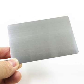 Ebamaz 304 Stainless Steel Thick 0.5mm Metal Business Cards Blank Tablet 86X54mm Pack of 10PCS (Silv...