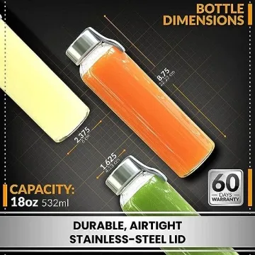 Chef's Star 18 Oz Glass Juicing Bottles - Set of 12