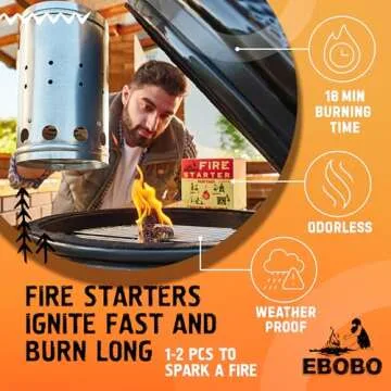 EBOBO Fire Starters - 50 pcs Natural Charcoal Lighters