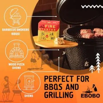 EBOBO Fire Starters - 50 pcs Natural Charcoal Lighters