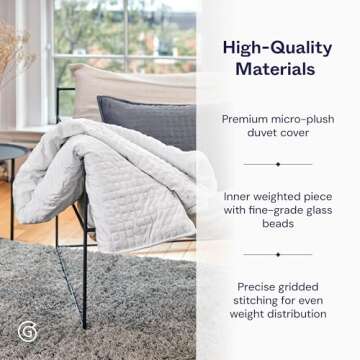 Gravity Blankets Weighted Blanket for Adults, White 35 lbs 90"x90" Queen/King, The Original Weighted Blanket for Sleep, Cotton Made Blanket with Washable Removable Microfiber Duvet Cover