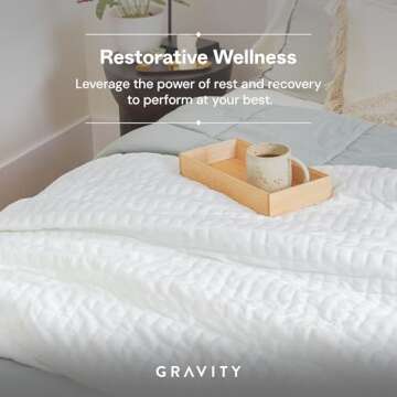 Gravity Blankets Weighted Blanket for Adults, White 35 lbs 90"x90" Queen/King, The Original Weighted Blanket for Sleep, Cotton Made Blanket with Washable Removable Microfiber Duvet Cover