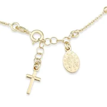 Miabella 18K Gold Over Sterling Silver Rosary Bracelet