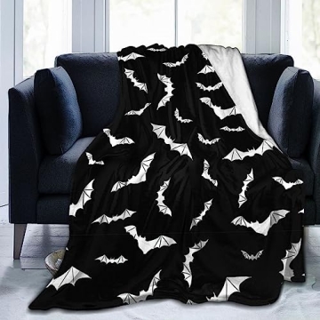 Bats Halloween Goth Fleece Flannel Blanket Throw - Cozy, Lightweight and Seasonal