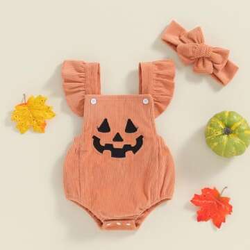 YINGISFITM My First Halloween Baby Girl Outfit Newborn Pumpkin Bubble Romper Infant Jumpsuit Cute Gi...