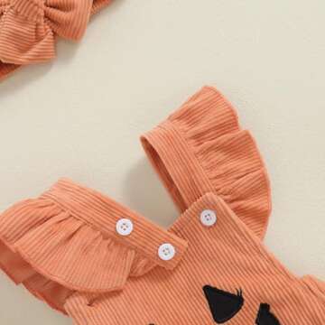 YINGISFITM My First Halloween Baby Girl Outfit Newborn Pumpkin Bubble Romper Infant Jumpsuit Cute Girls Pumpkin Clothes (Pumpkin Face, 0-3 Months)