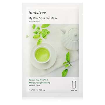 innisfree My Real Squeeze Mask Face Sheet Masks, Green Tea, 6-Pack, 6 ct.