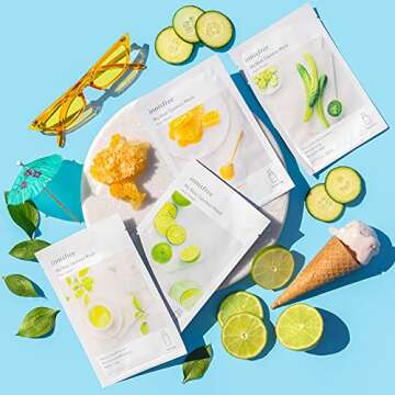 innisfree My Real Squeeze Mask Face Sheet Masks, Green Tea, 6-Pack, 6 ct.