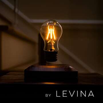 LEVINA Floating Light Bulb Lamp - Magnetic Levitating Wireless Light Bulb Lamp, Night Light, Room Decor, Cool Lamps, Unique Decor Tech Toys
