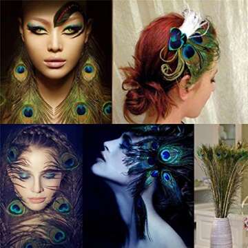 Natural Peacock Feather Eyes - 50pcs for Crafts