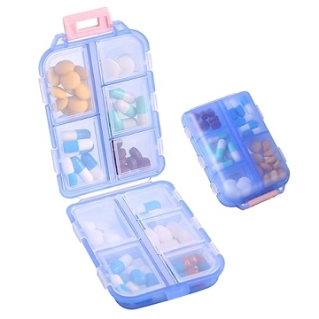 Zuihug Travel Pill Organizer - Compact 10-Compartment Pill Case for Medications