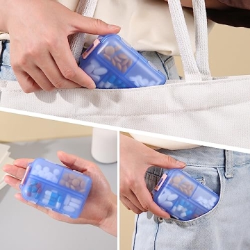Zuihug Travel Pill Organizer - Compact 10-Compartment Pill Case