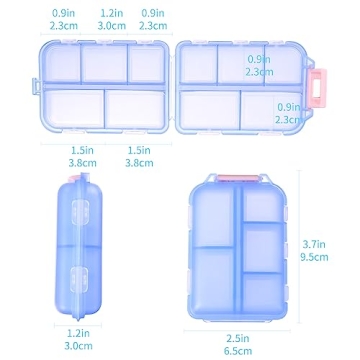 Zuihug Travel Pill Organizer - Compact 10-Compartment Pill Case