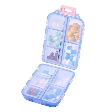 Zuihug Travel Pill Organizer - Compact 10-Compartment Pill Case
