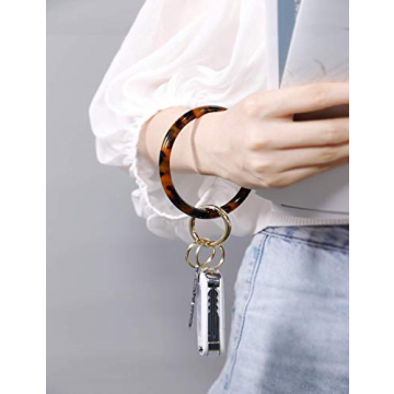 Heesch Bangle Key Ring Bracelet for Women - Red Tortoise Style