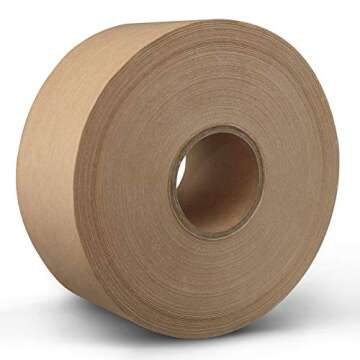 RONGDA 2.83" x 450' Heavy Duty Packing Tape - Water Activated Gummed Tape for Shipping