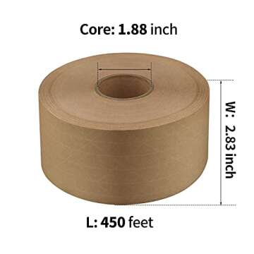 RONGDA Packing Tape 2.83" x 450' Reinforced Gummed Tape