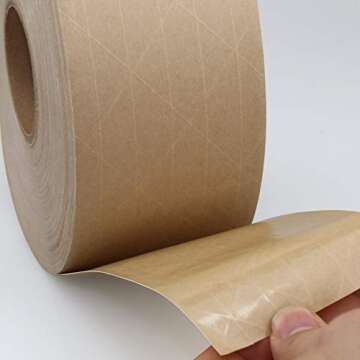 RONGDA Packing Tape 2.83" x 450' Reinforced Gummed Tape