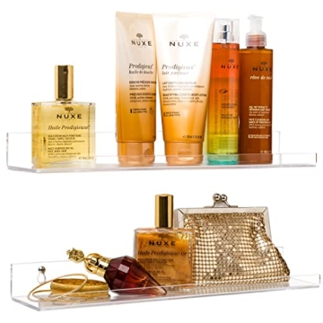 Pretty Display Invisible Bathroom Shelf Wall Mounted [2 Pack] 15 inch Clear Acrylic Shelves Extra St...