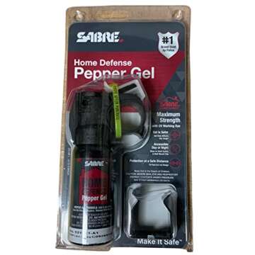 Home Self Defense SABRE pepper gel with wall mount 12 bursts18 Ft glow dark top perfect size for home, office, car, purse, back pack