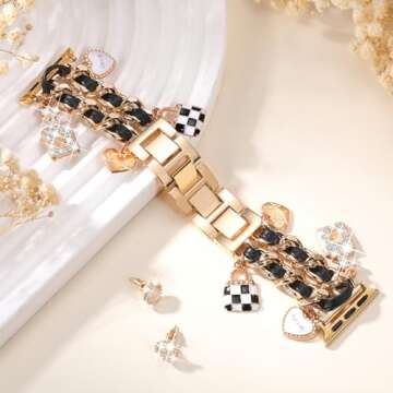 DaQin Stylish Metal Band Compatible with Apple Watch Band for Women 40mm 38mm 41m 42mm,Pretty Chain ...