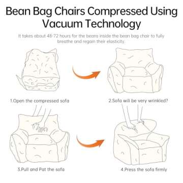 Cvortll Bean Bag Chair with Ottoman, Armrest Bean Bag Chair with Filler, Ultra Soft Fluffy Faux Fur Bean Bag Chair with Foot Rest, Plush Lazy Sofa with Foot Stool for Living Room, Dorm