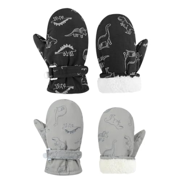 Fynnsure Toddler Mittnes Lined Fleece Snow Gloves for Boys Girls Winter Kids Gloves Baby Mittens Bla...