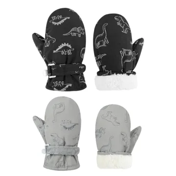 Fynnsure Toddler Mittnes Lined Fleece Snow Gloves for Boys Girls Winter Kids Gloves Baby Mittens Bla...