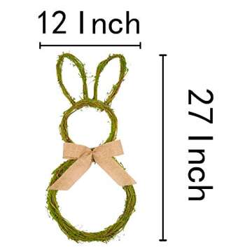 VGIA 27 Inch Artificial Easter Wreath with Moss and Burlap Bow for Spring Decor