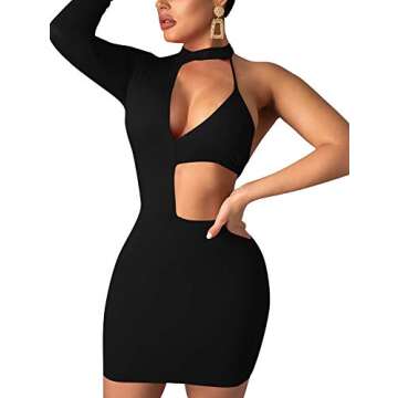 GOBLES Sexy Bodycon Long Sleeve Mini Cocktail Dress