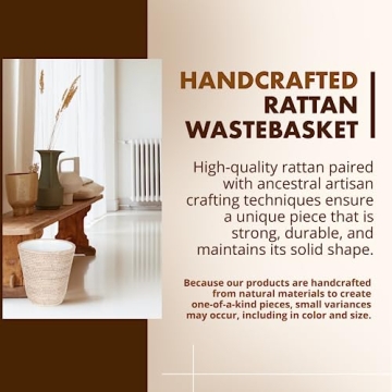 KOUBOO Handmade Rattan Wastebasket - Stylish Home Decor