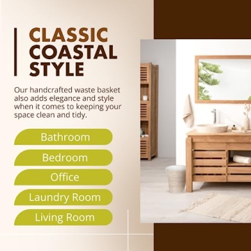 KOUBOO Handmade Rattan Wastebasket - Stylish Home Decor