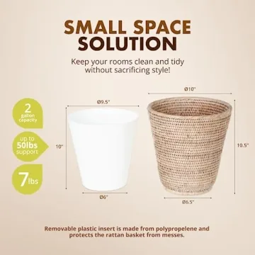 KOUBOO Handmade Rattan Wastebasket - Stylish Home Decor