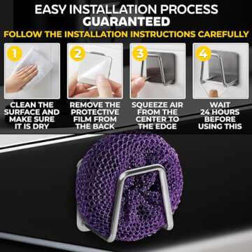 Stainless Steel Sponge Holder for Kitchen Sink - Kitchen Sponge Holder for Sink Dish Scrubber Holder Adhesive Sponge Holder for Kitchen Sink Hanging - Scrub Holder for Kitchen Sink Sponge Holder