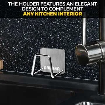 Stainless Steel Sponge Holder for Kitchen Sink - Kitchen Sponge Holder for Sink Dish Scrubber Holder Adhesive Sponge Holder for Kitchen Sink Hanging - Scrub Holder for Kitchen Sink Sponge Holder