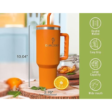 DLOCCOLD 40 oz Insulated Tumbler with Straw and Lid