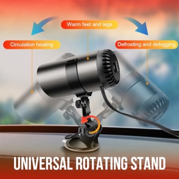 Portable Car Heater & Fan - 360° Rotation 12V Fast Heating