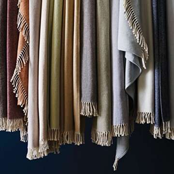 Sferra Celine Herringbone 100% Cotton Throw Blanket - Aqua