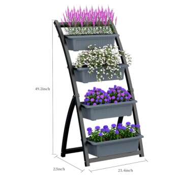 GDKASRNY 4-Ft Vertical Raised Garden Bed - 4-Tier Container Boxes Freestanding Raised Garden Pot - Suitable for Growing Plants and Flowers Indoors and Outdoors or on Patios and Balconies