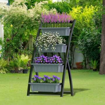 GDKASRNY 4-Ft Vertical Raised Garden Bed - 4-Tier Container Boxes Freestanding Raised Garden Pot - Suitable for Growing Plants and Flowers Indoors and Outdoors or on Patios and Balconies
