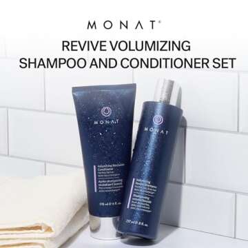 MONAT Volumizing Shampoo & Conditioner Set Infused with REJUVENIQE – Lightweight Care for Fine, Flat Hair – Enhances Volume, Adds Softness and Shine – Net Wt. 237 ml (8 fl. oz.) & 177 ml (6 fl. oz.)