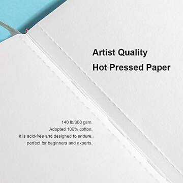 Paul Rubens Watercolor Journal - 100% Cotton Hot Press Paper, 20 Sheets, Travel-Friendly