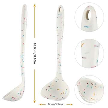 4 Pieces Silicone Ladles for Cooking - 4 Colors Middle Soup Ladle Spoon Heat Resistant Kitchen Ladle Spoons, Cooking and Serving Spoon for Soup Sauce Chili Gravy Salad Canning Pouring